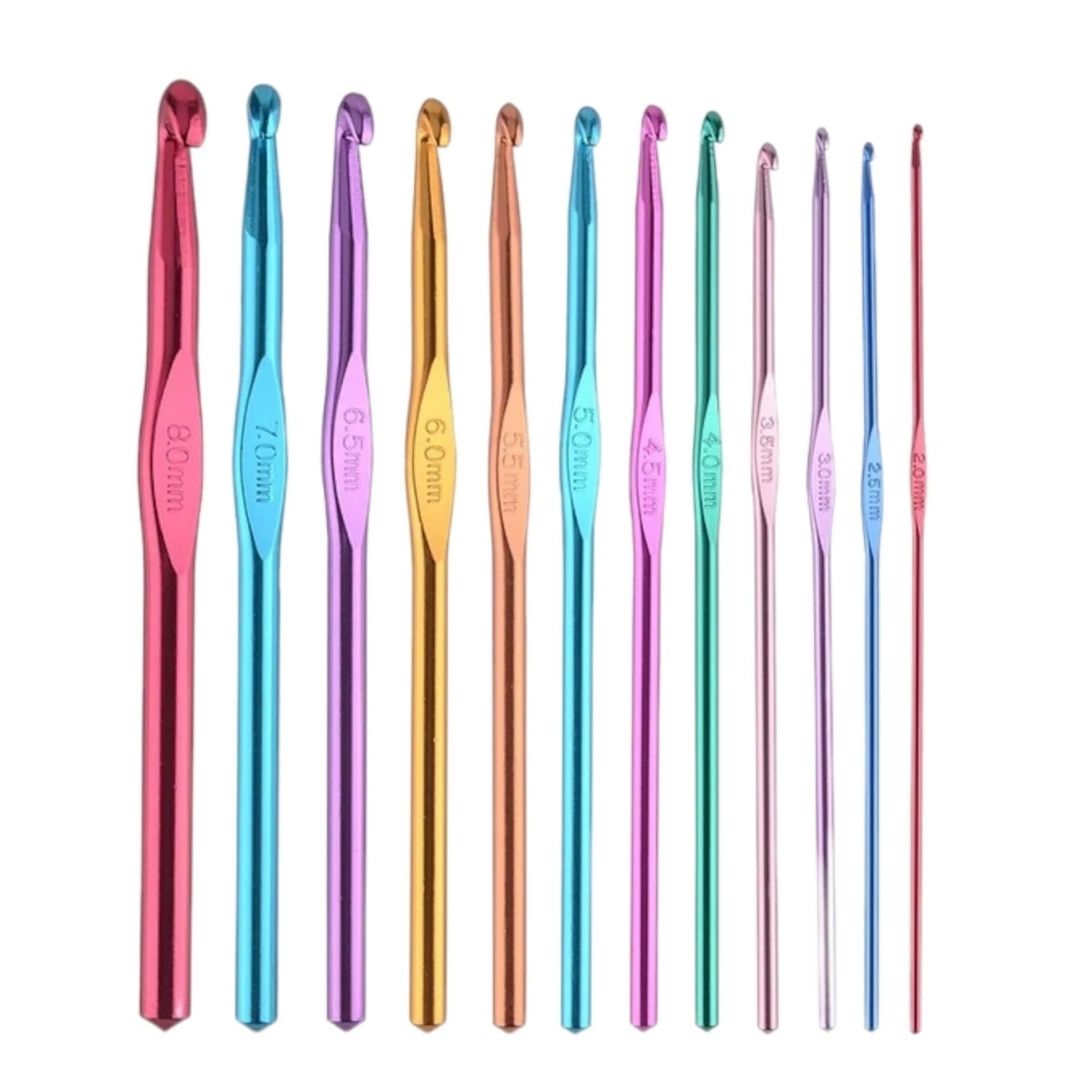 12 Pcs Crochet Needle Set|Aluminum Multicolor Crochet Hooks Needle