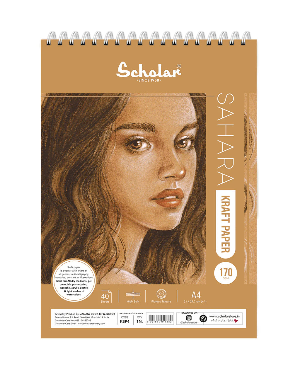 Scholar 170 Gsm Kraft Paper Sketch Pad - A4
