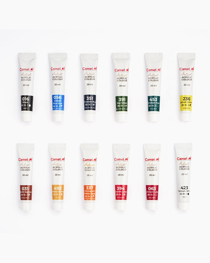 Camel Artist Acrylic Colour Tubes Set 20ml