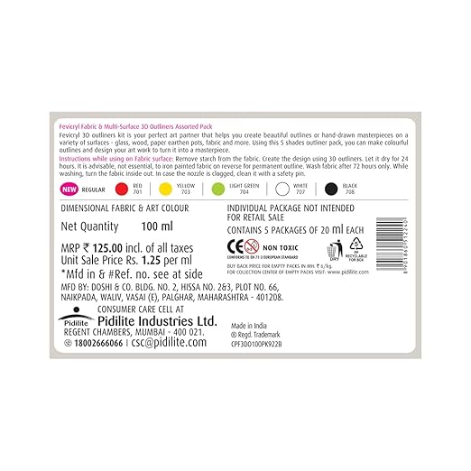 Fevicrly 3D Regular Outliners Set 20ml