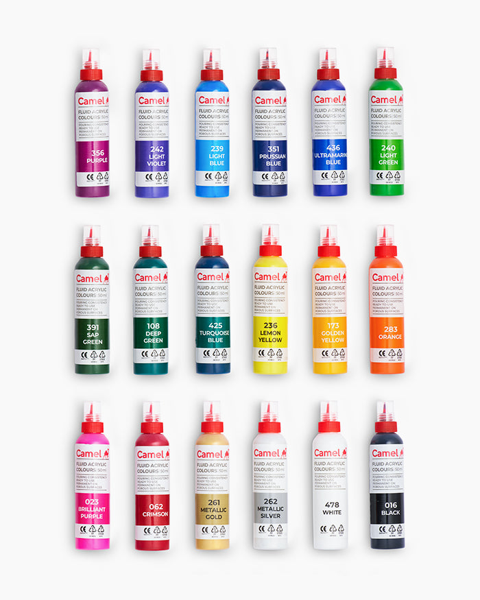 Camel Fluid Acrylic Colours Set, 50 ml