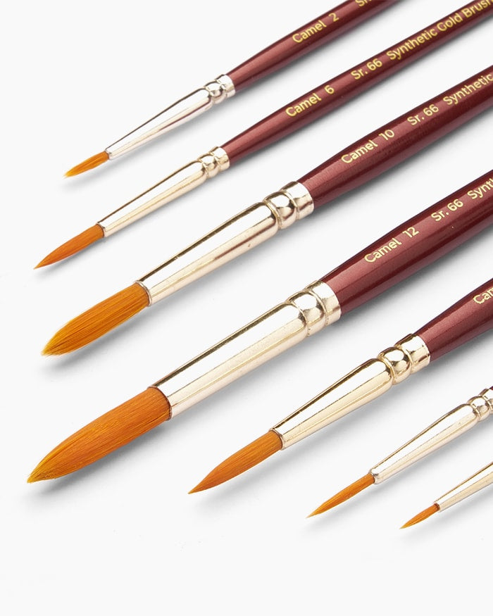 Camel Synthetic Gold Brushes, Round - Series  66