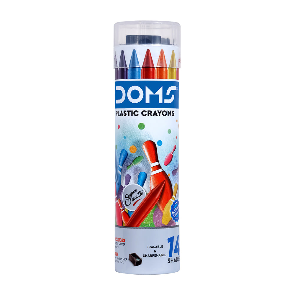 DOMS Plastic Crayons Round Tin Pack