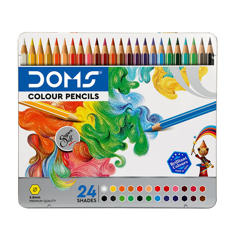 DOMS Colour Pencils Flat Tin Pack