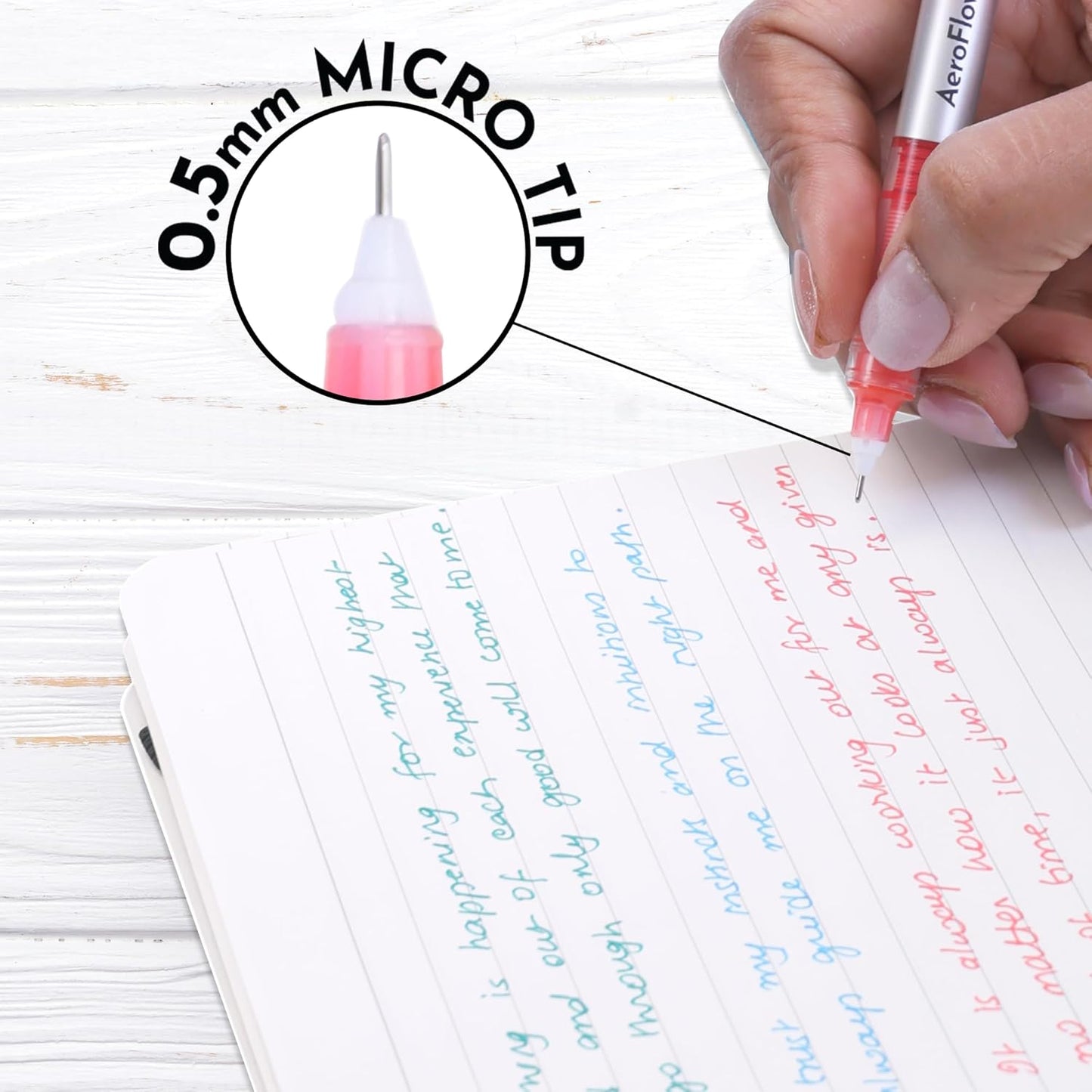 BRUSTRO AeroFlow Coloured Micro-tip Roller Ball Pen Set