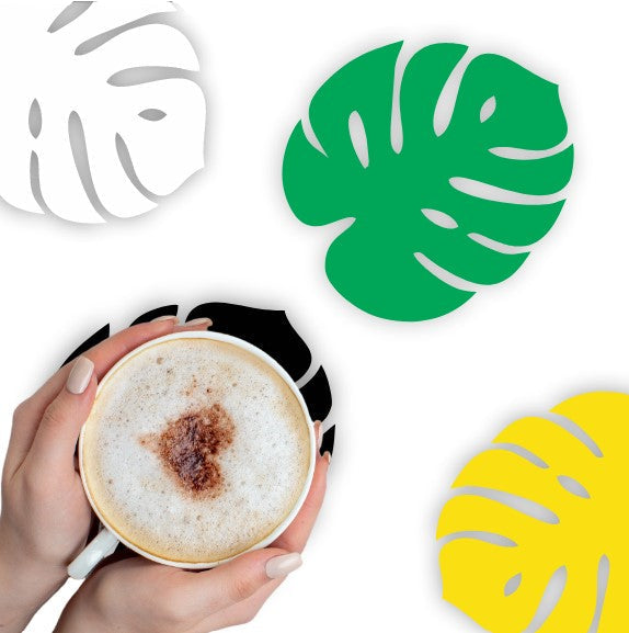 Acrylic Tea Coasters Excotic Tropical Leaf