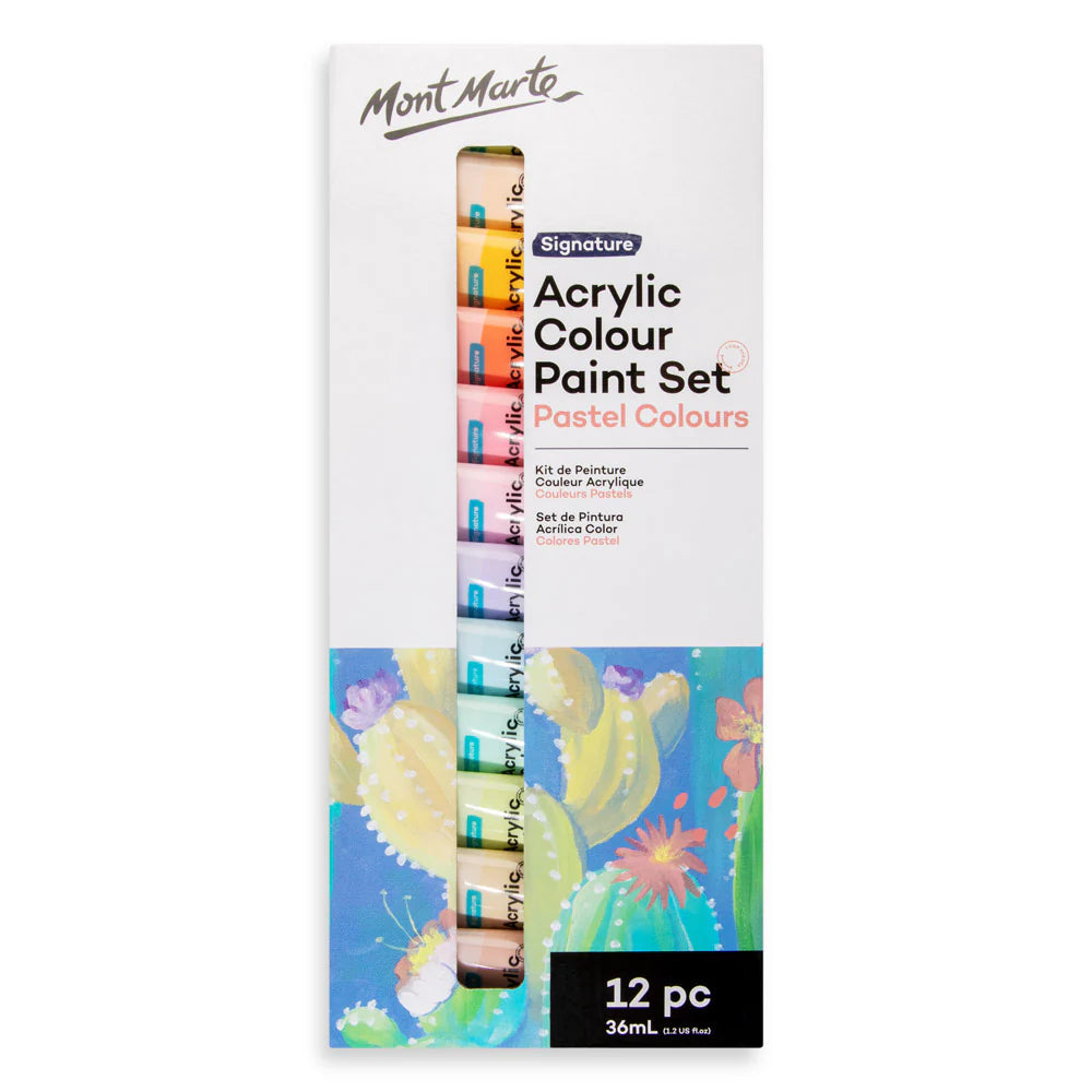 Mont Marte Acrylic Colour Pastel Paint Set 12 x 36 ml