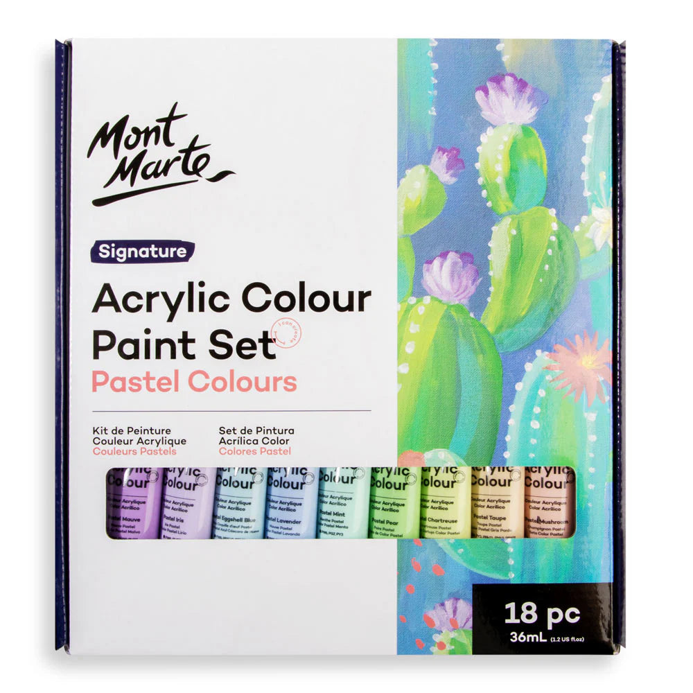 Mont Marte Acrylic Colour Pastel Paint Set 18 X 36ml
