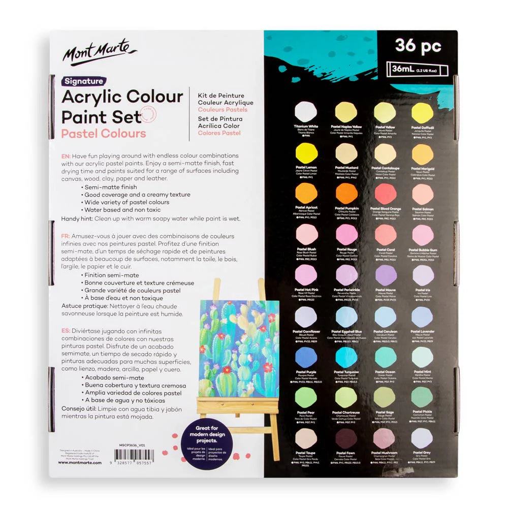 Mont Marte Acrylic Colour Pastel Paint Set 36 x 36ml