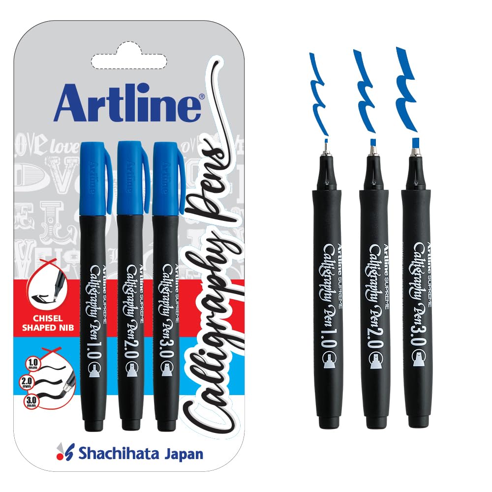 Artline Ergoline Blue Colour Calligraphy Pen Set of 3