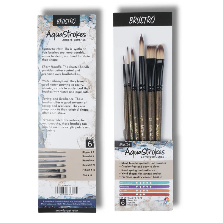 BRUSTRO AquaStrokes Artist Brushes | Set of 6