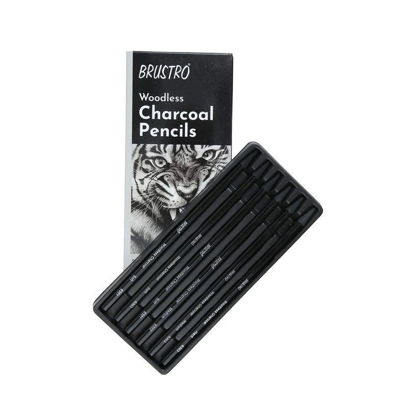 BRUSTRO Woodless Charcoal Pencil Set Of 6