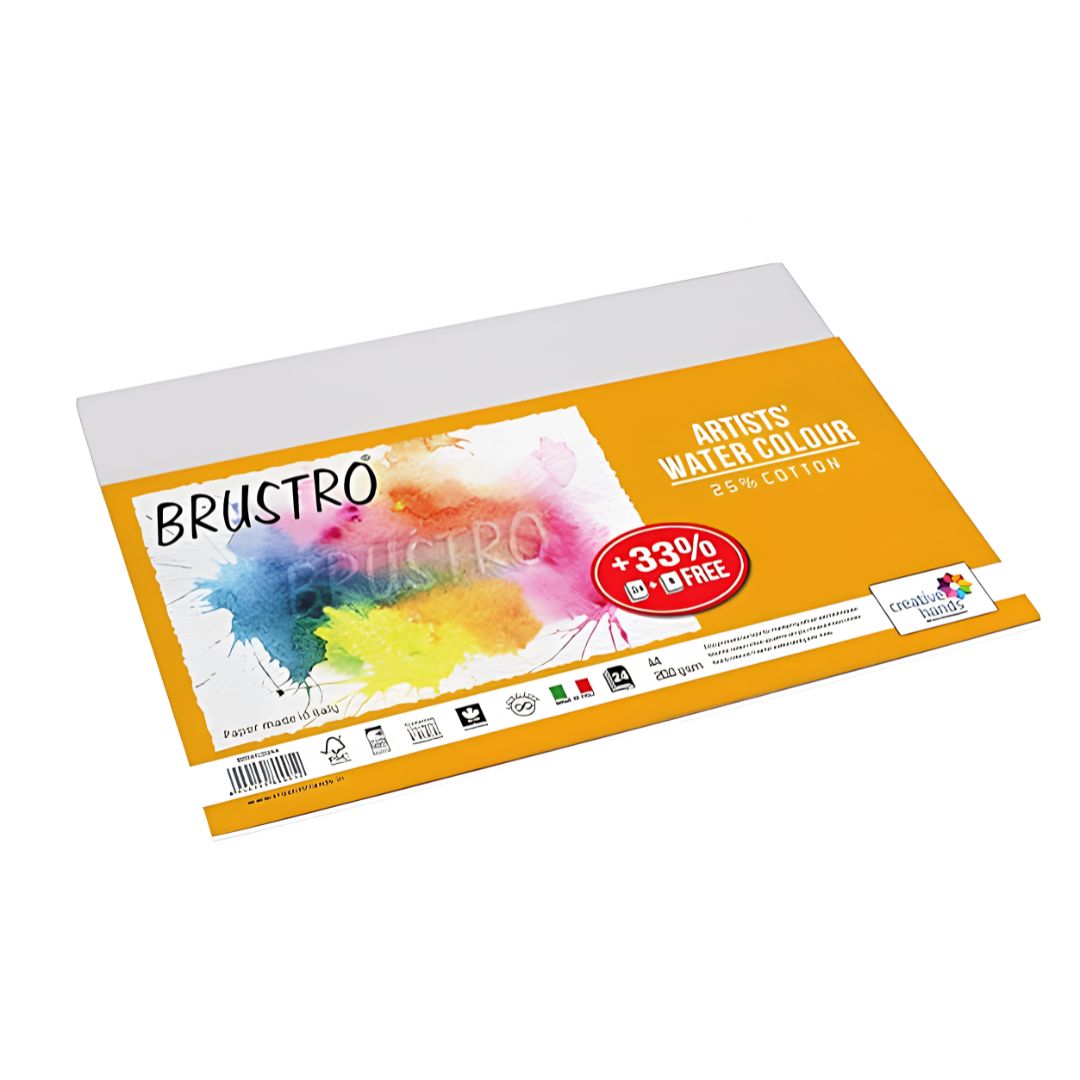 BRUSTRO Artists' Watercolour Paper 200 GSM A5 - 25% cotton Cold Pressed