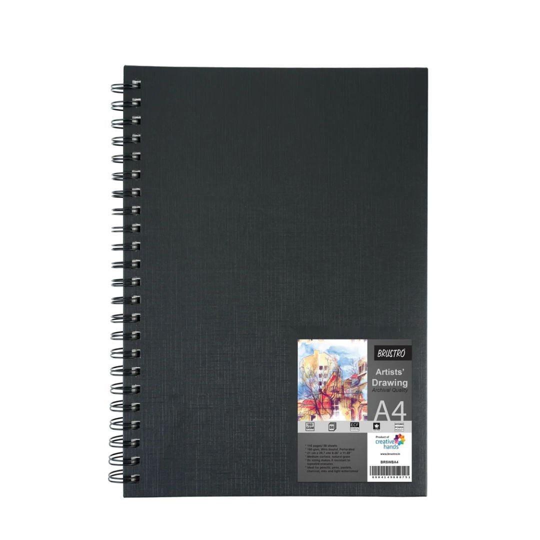 BRUSTRO Artists Sketch Book Wiro Bound, 160 GSM (Acid Free)