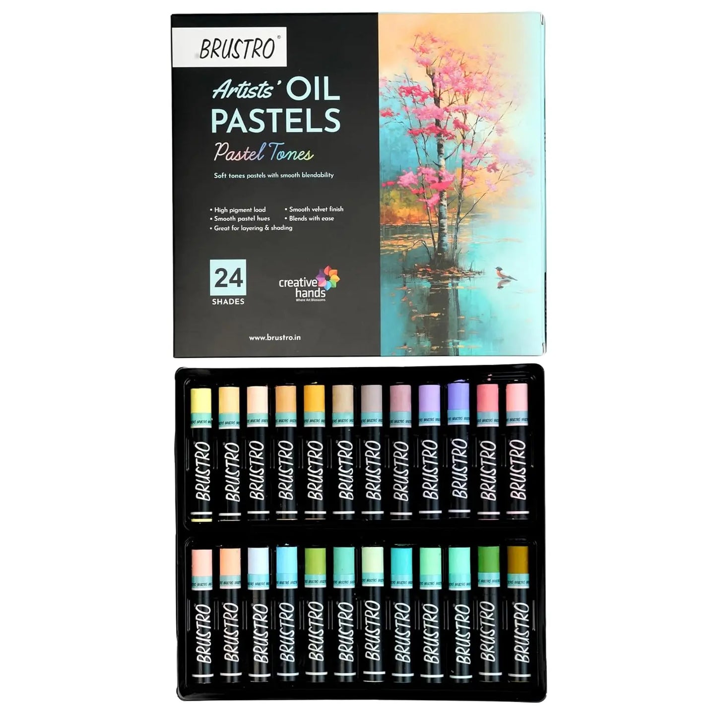 Brustro Artist Oil Pastels Set Of 24 (Pastel Tones)