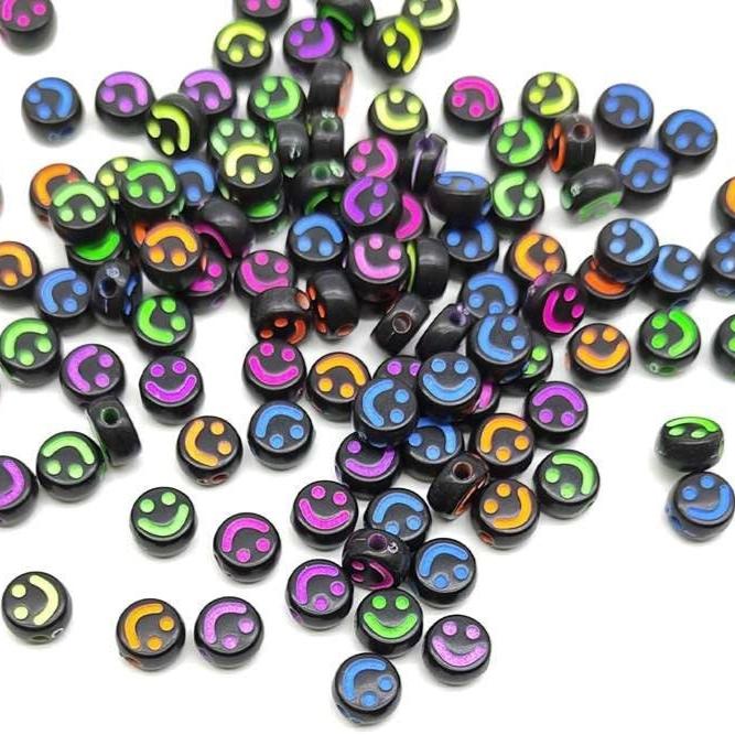 Craft Beads Smiley Black 500g