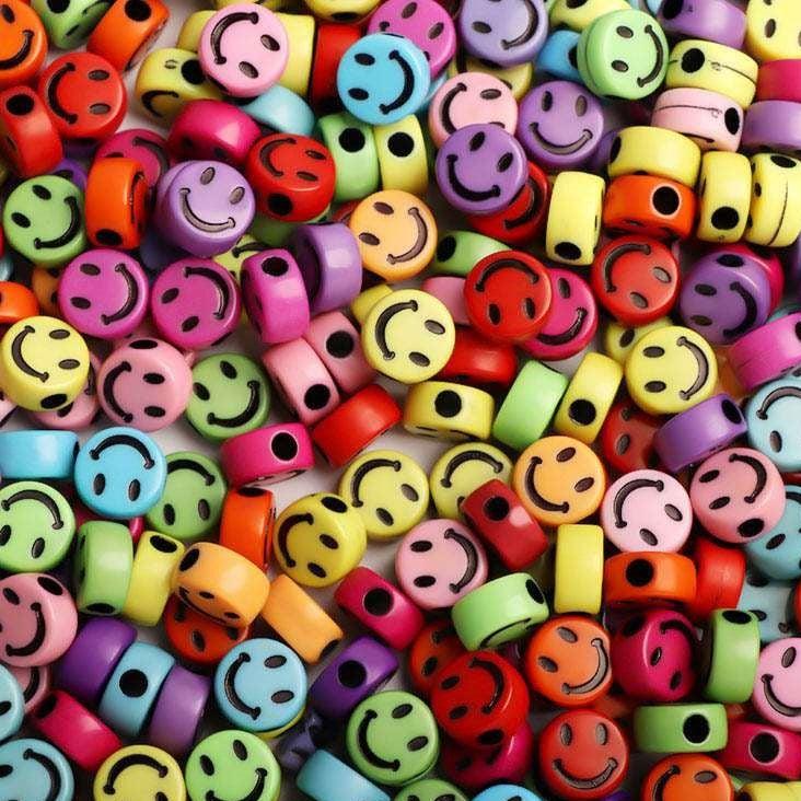 Bracelet Beads Smiley Mix Colours 500g