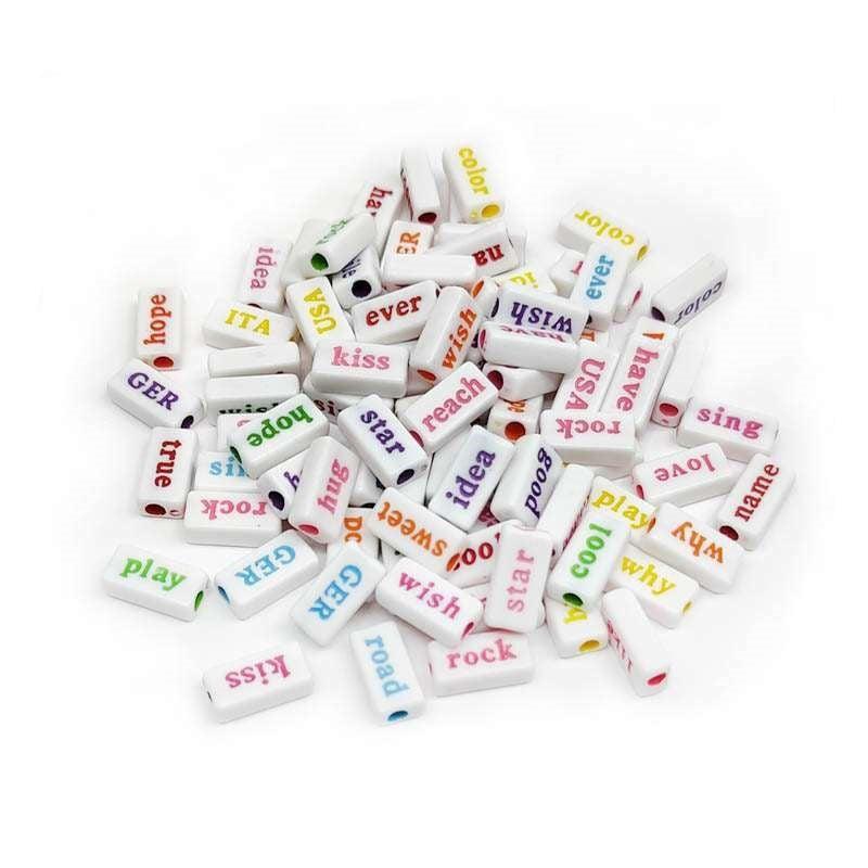 Bracelet Beads Words Multi Colour White 500g