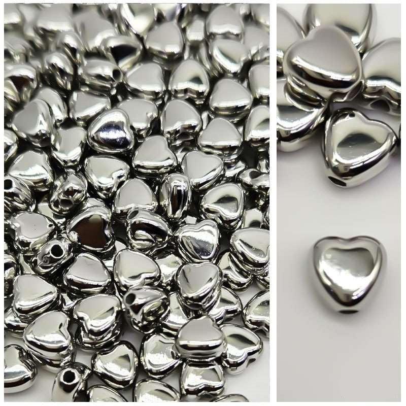 Craft Beads Metallic Heart 500g