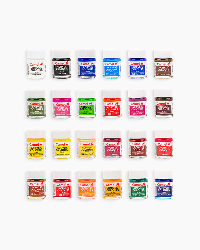 Camel Acrylic Colours, 10ml - 24 shades set