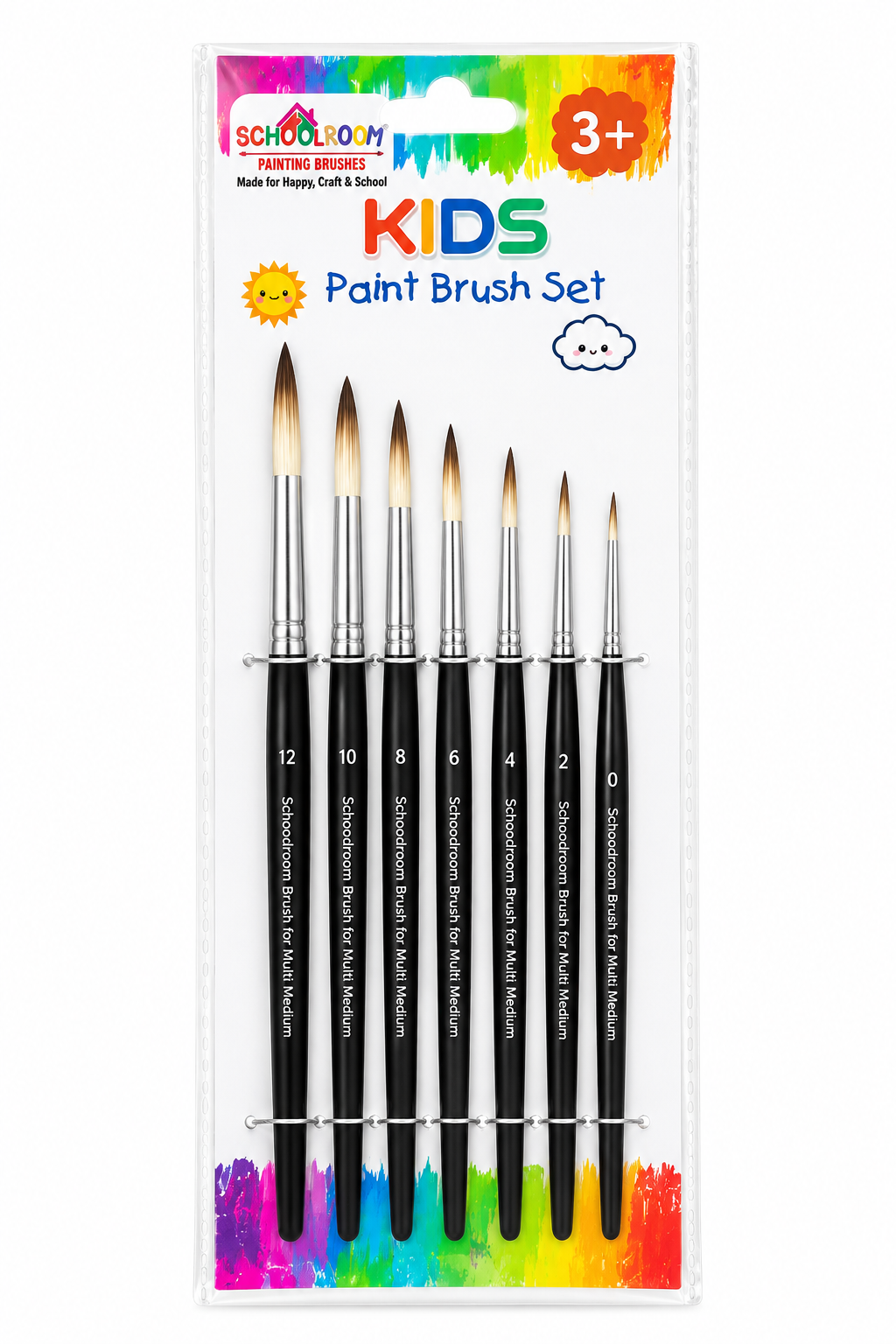 Colorful Kids Round Paintbrush Set of 7pcs