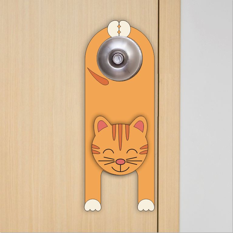 MDF Door Knob Hanger - Cat