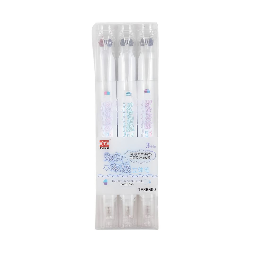 Dual Sided Twin 2 Line Gel Pen (0.5 MM & 1 MM Tip)