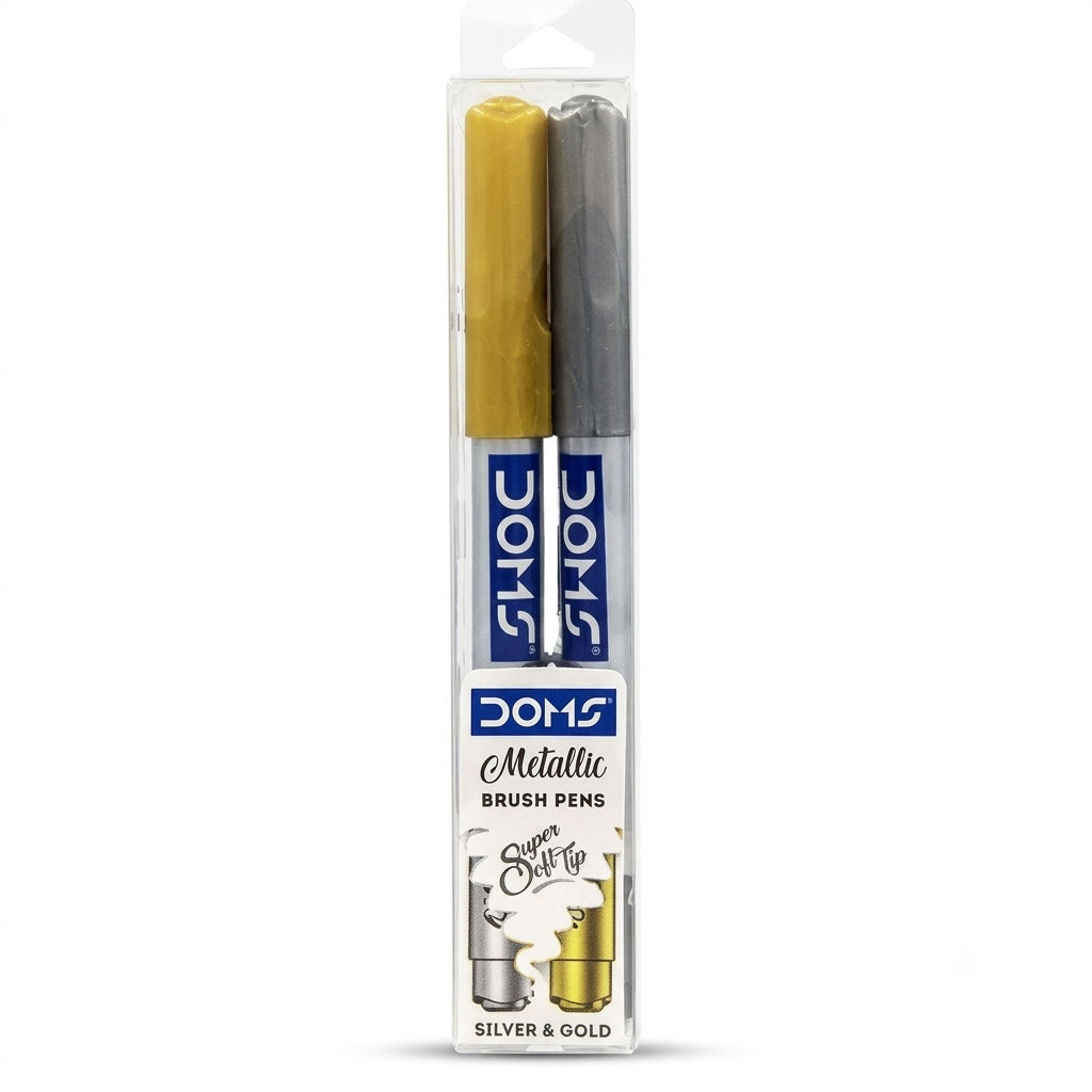 Doms Metallic Brush Pen Silver & Gold