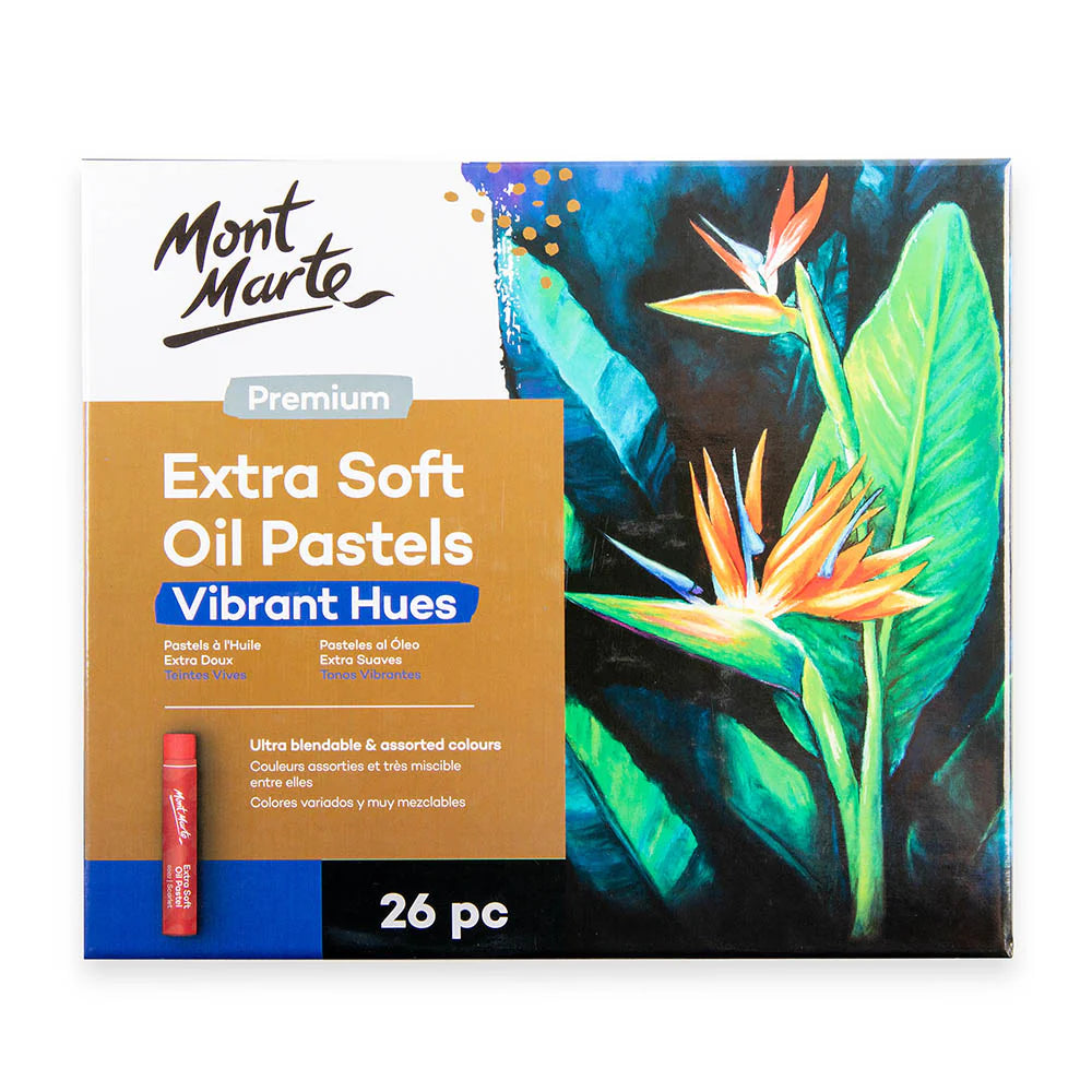Mont Marte Extra Soft Oil Pastels Vibrant Hues Premium 26pc