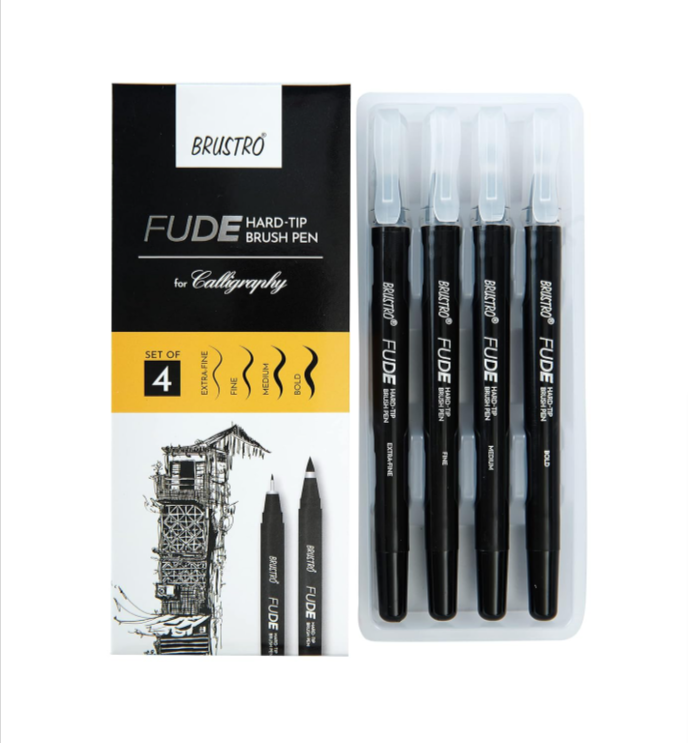 BRUSTRO FUDE Hard-tip Calligraphy Brush Pen Set