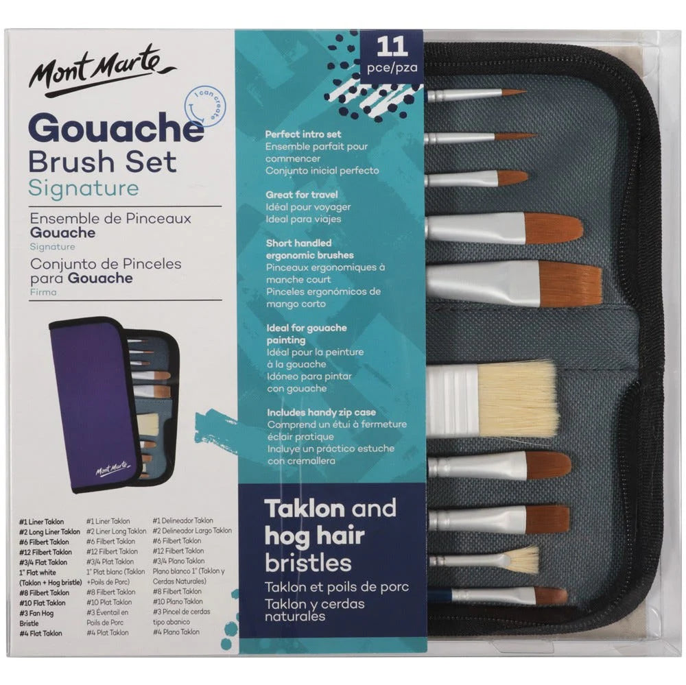 Mont Marte Brush Set in 11Pc - Gouache