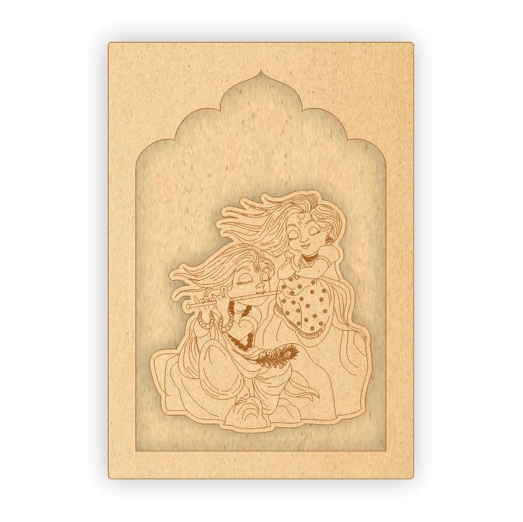 MDF Jharokha Plaque - Radha Krishna
