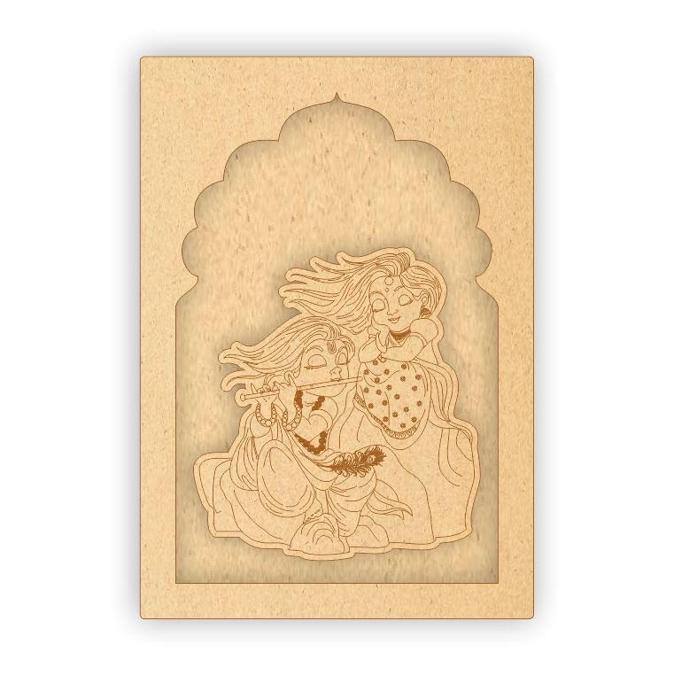 MDF Jharokha Plaque - Radha Krishna