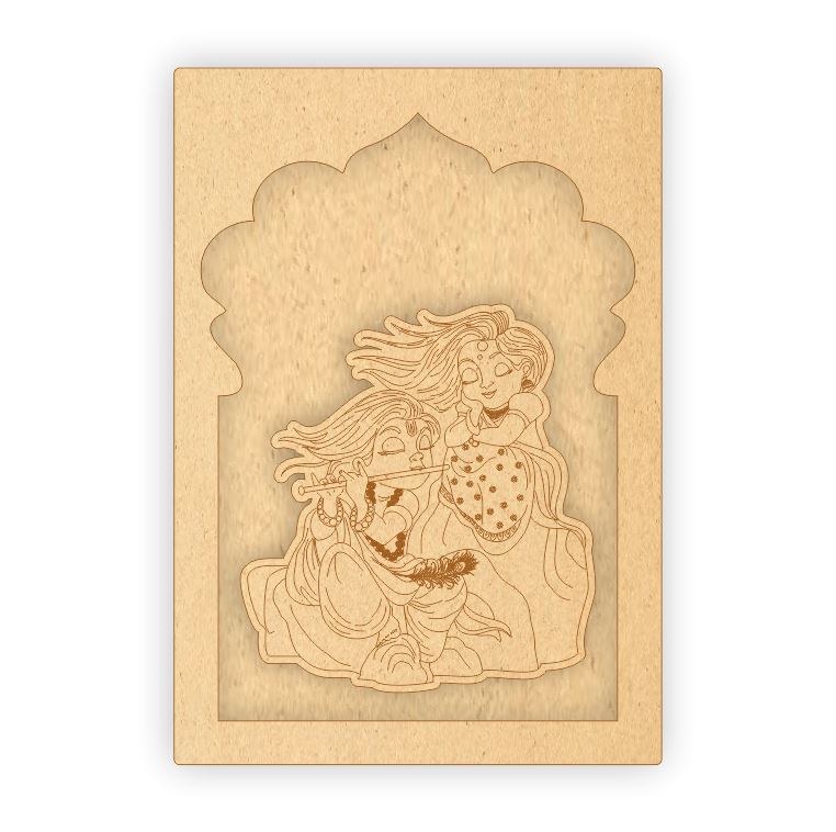 MDF Jharokha Plaque - Radha Krishna