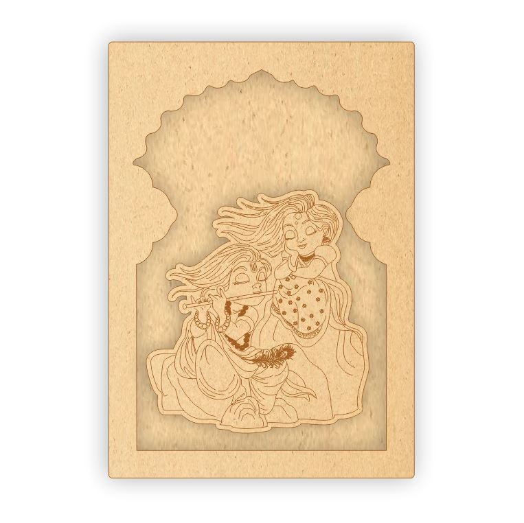 MDF Jharokha Plaque - Radha Krishna