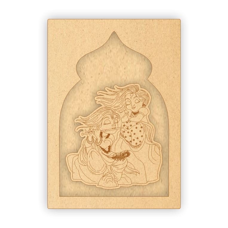 MDF Jharokha Plaque - Radha Krishna