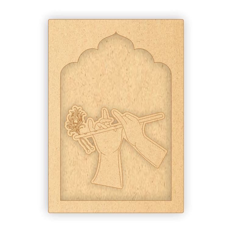 MDF Jharokha Plaque - Krishna Playing Flute