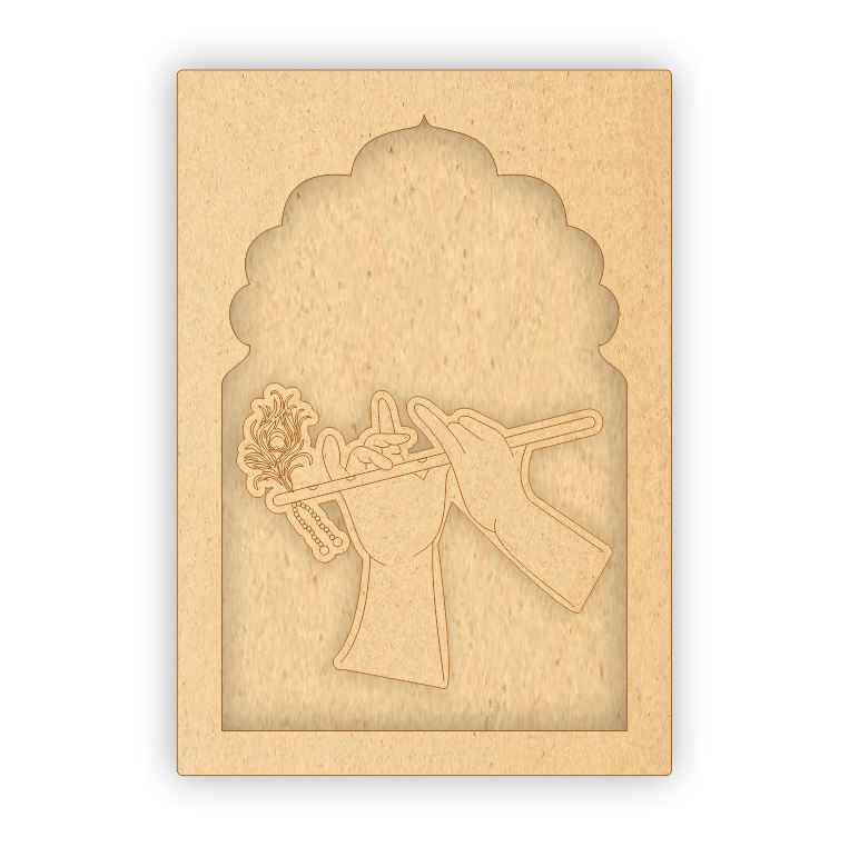 MDF Jharokha Plaque - Krishna Playing Flute