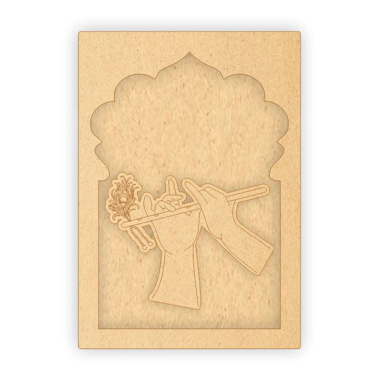 MDF Jharokha Plaque - Krishna Playing Flute