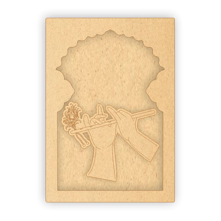 MDF Jharokha Plaque - Krishna Playing Flute