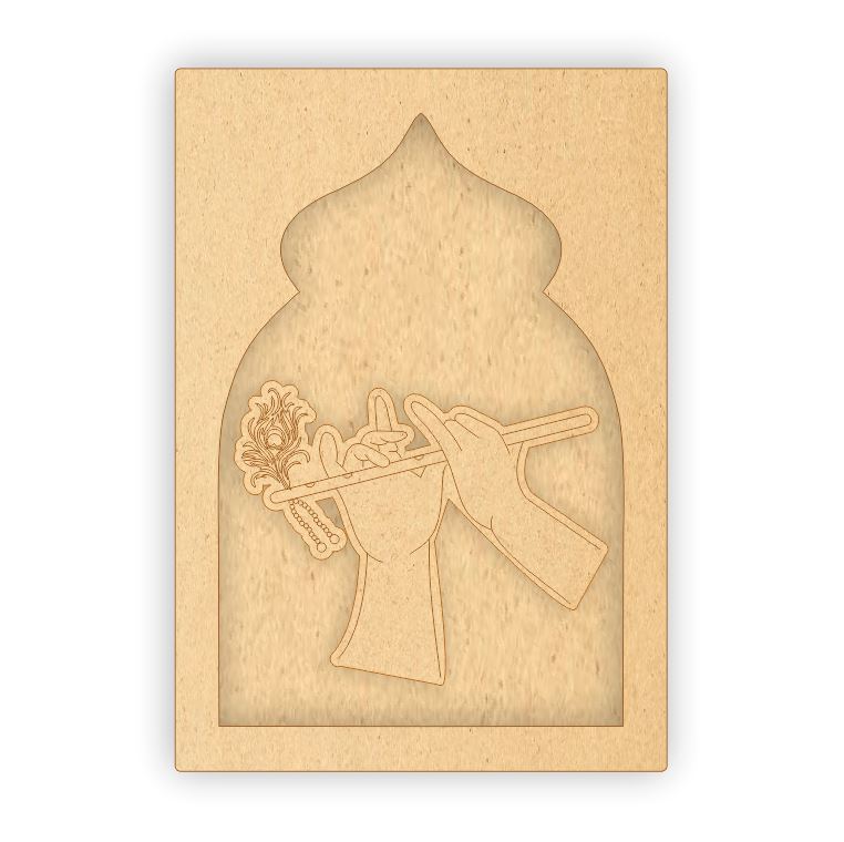 MDF Jharokha Plaque - Krishna Playing Flute