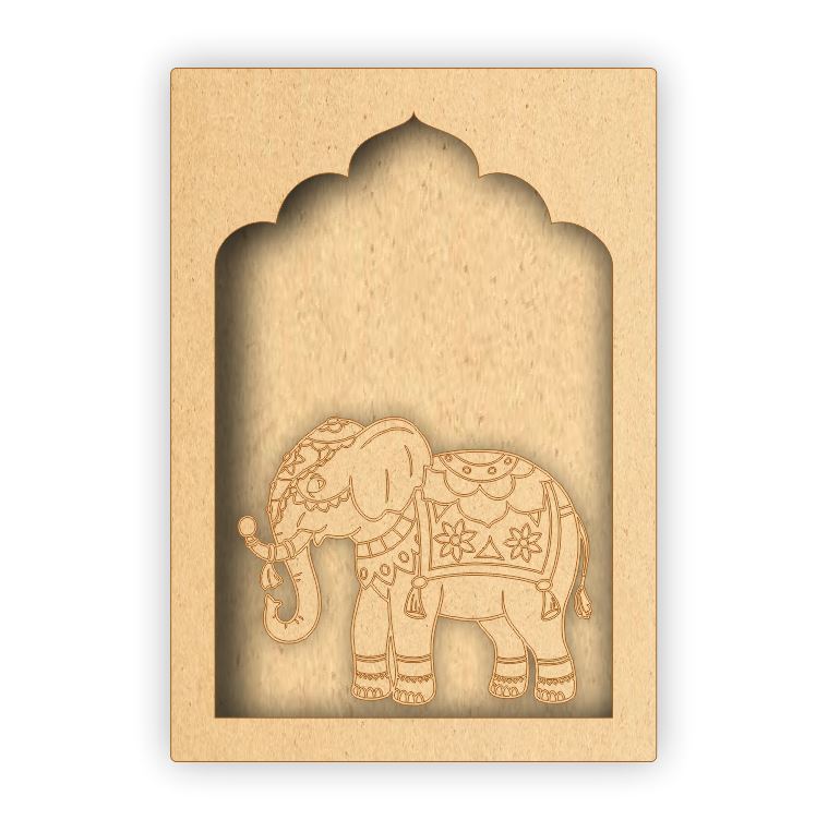 MDF Jharokha Box - Elephant Left Facing