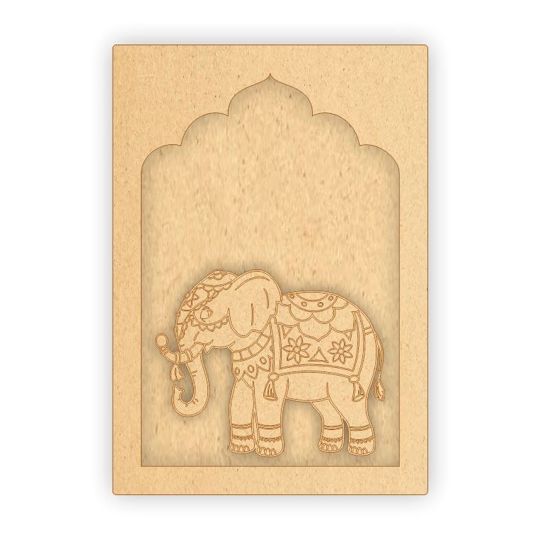 MDF Jharokha Plaque - Elephant Left Facing