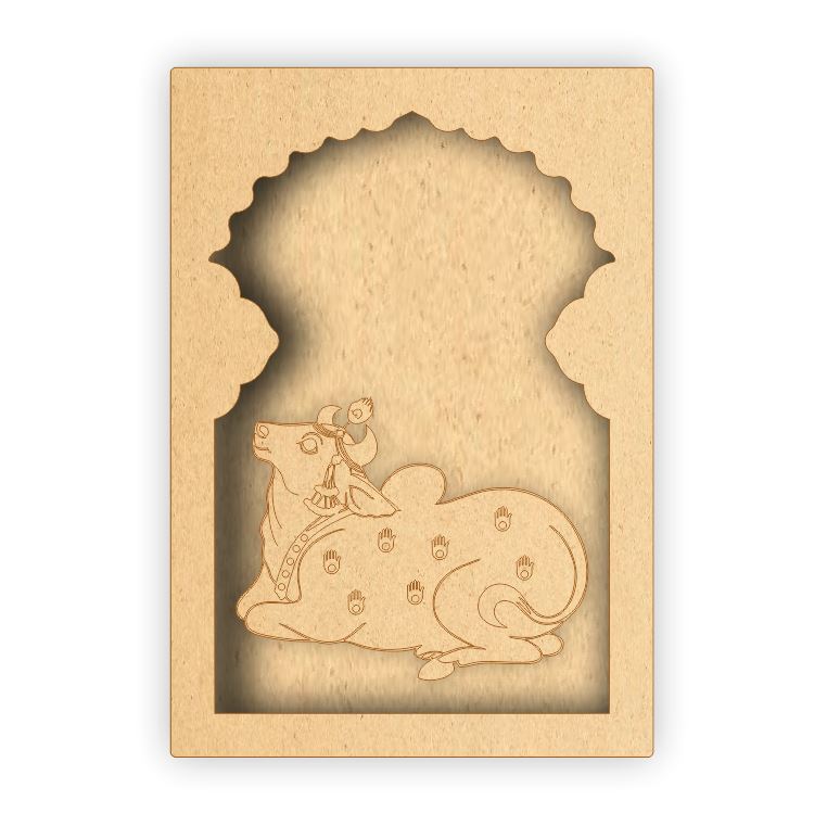 MDF Jharokha Box - Pichwai Cow Left Facing