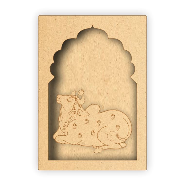 MDF Jharokha Box - Pichwai Cow Left Facing