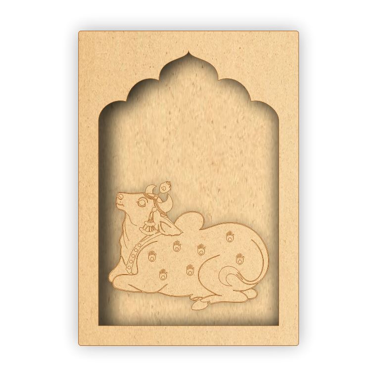 MDF Jharokha Box - Pichwai Cow Left Facing