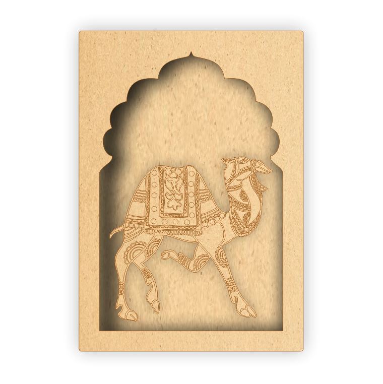 MDF Jharokha Box - Camel Right Facing