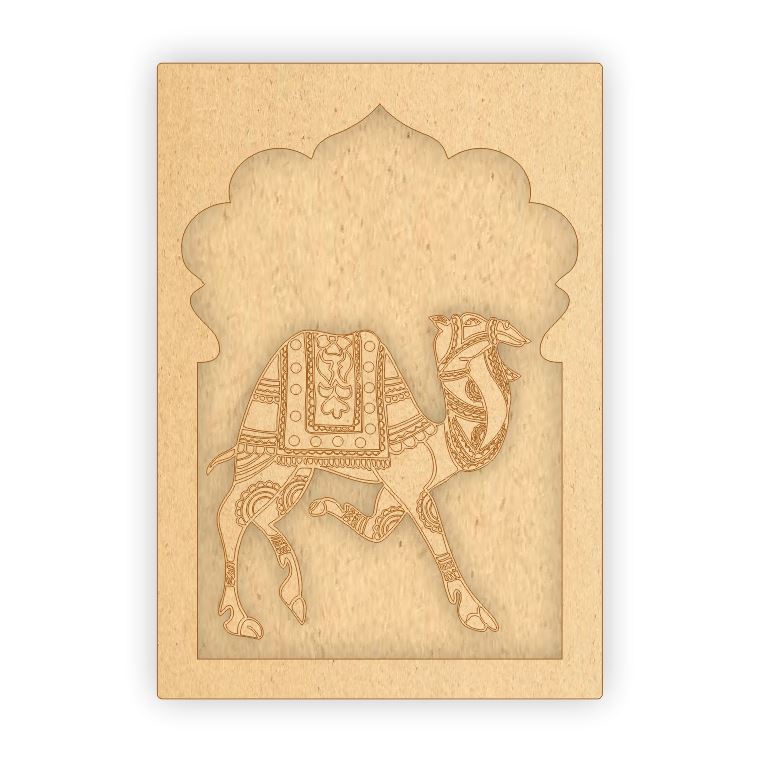 MDF Jharokha Plaque - Camel Right Facing