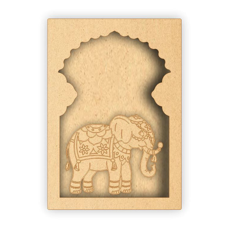 MDF Jharokha Box - Elephant Right Facing