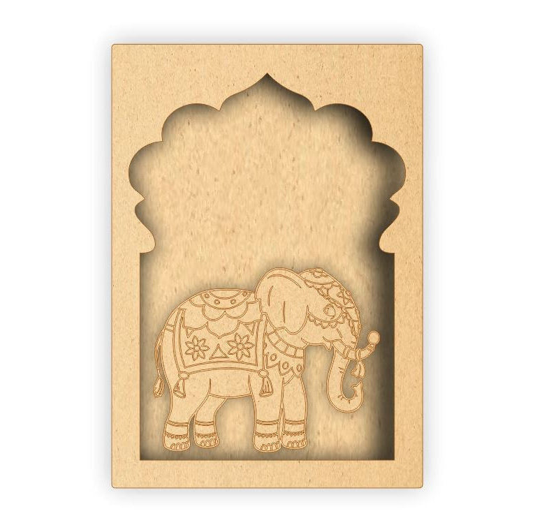 MDF Jharokha Box - Elephant Right Facing